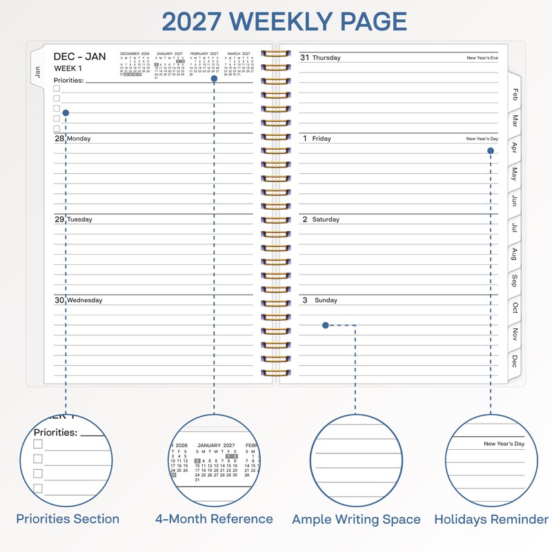 2027 Planner, Weekly ＆ Monthly Planner 2027, Jan 2027 –