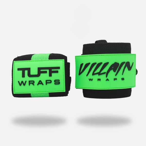 TuffWraps.com 16" Villain Wrist Wraps - Black & Green