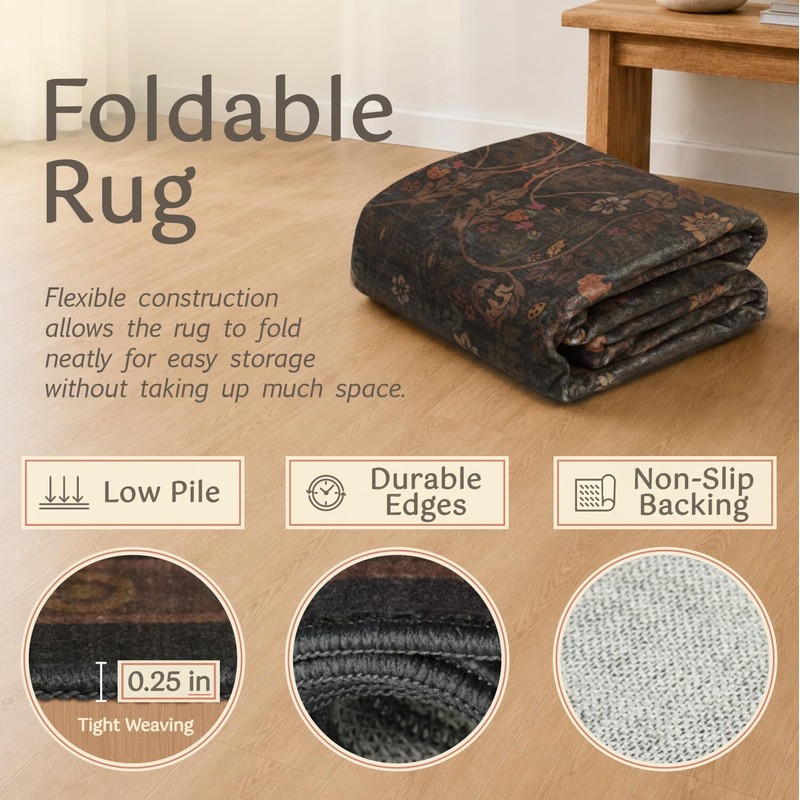 Dark Brown 2x3 Washable Entry Rug, Throw Small Rugs for