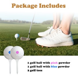 Wsaeig 2 Pack Gender Reveal Golf Balls - Blue & Pink Powder-Filled, Safe Outdoor Party Surprise for Baby Gender Photo Reveal