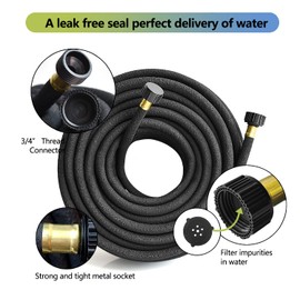Holldoor Soaker Hose 25 ft 3-Pack for Garden Beds with Kit, 1/2’’ Soaker Hose 75 ft Heavy Duty, 70% Water Saving Drip Hose Irrigation for Lawn, Landscaping, Garden (Black, 25 FEET x 3PACK)