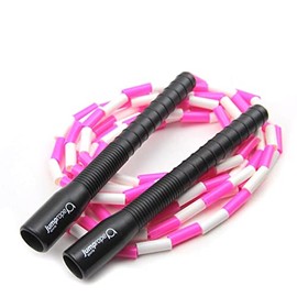 Professional Rope Skipping Competition Skipping Rope Freestyle Bead - Length Adjustable (Pink-White, 3.0 m)