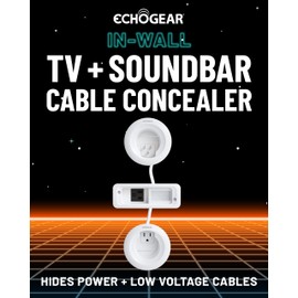 ECHOGEAR in Wall Cable Management Kit for TV & Soundbar - Cord Concealer & Power Kit - Powers Devices & Hides All Cables - Comes with Circle Saw Drilling Attachment & Drywall Hand Saw