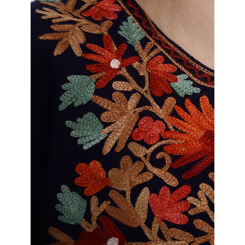 Zamour Indian Kashmiri Women's Poncho/Overcoat Hand Embroidery Paisley Work with
