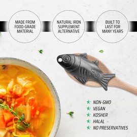 Vegan Iron Fish Cooking Tool - Premium Quality - Iron Replacement for Iron Deficiency – A safe and effective source of Iron - Adds Iron to Food- Reusable Food-grade Iron - Suitable for the entire Family