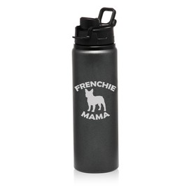 25 oz Water Bottle Sports Travel Mug Gift Frenchie Mama French Bulldog (Charcoal)
