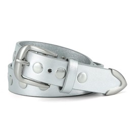 HOTWILL Women Fashion Belts for Jeans Dress Punk Studded Faux Leather Ladies Belt with Silver Buckle Silver Small