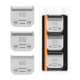 3PACK Dog Grooming Clipper Replacement Blades Compatible with Andis Pet Clipper/Oster A5/Wahl KM Series Dog Clipper,Ceramic Blade & Stainless Steel Blade (10#+30#+40#)