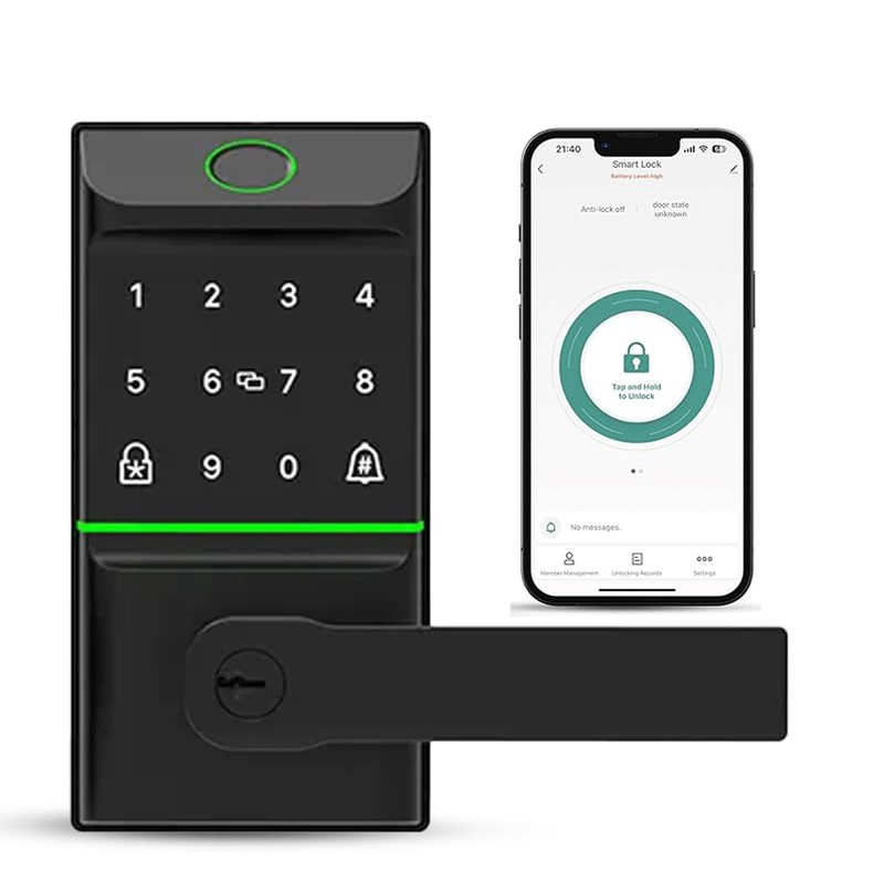 Smart Door Lock with Biometric Fingerprint, Password, IC Card Unlock,