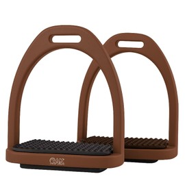 AK Baspro Horse Plastic Stirrup High Strength Durable Quality Plastic Riding Stirrups, Safety Stirrups Equestrian Stirrups Treads with Non-slip Rubber Pad AKRS-6047-02 (Brown, 4.75'')
