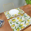 Lemon Flowers Placemats Set of 6 Washable Non-Slip Burlap Table