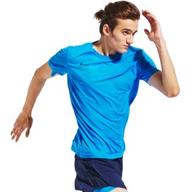 TLRUN Men's Ultra Lightweight Running Shirts, Dry Fit Marathon Top Tee, Cool Short Sleeve Athletic T-Shirts(XX-Large, Blue)