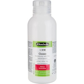 Schmincke - Gesso 50 518 027.250ml White Semi Transparent Fade and Aging Resistant Primer for Oil and Acrylic Paints Ready to Use Canvas Primer