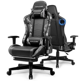 GTPLAYER Gaming Chair,Gamer Chair with Bluetooth and Adjustable Backrest,Seat Height Adjustable Computer Chairs with 3D Armrests,Video Game Chair with Footrest Speakers (Camouflage)