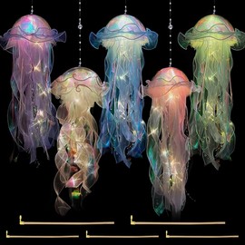 Hojalis Hojalis 5 Pcs Jellyfish Light, Hanging Jellyfish Lamp, Creative Glowing Jellyfish Night Light, Mermaid Jellyfish Lanterns, Jellyfish Garden Light for Ocean Theme Party Yard Landscape Garden Ornaments