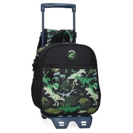 Movom Raptors Dinosaur School Backpack Polyester Wide Ergonomic Padded Shoulder Straps, black, Backpack 25 + Trolley
