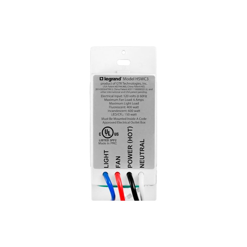 Legrand - Pass & Seymour HSWC3 Humidity Based Fan Control,