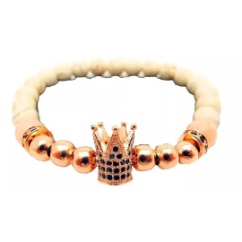 Mafab Pulseras Rey Reina Corona Zirconias Piedra Volcánica