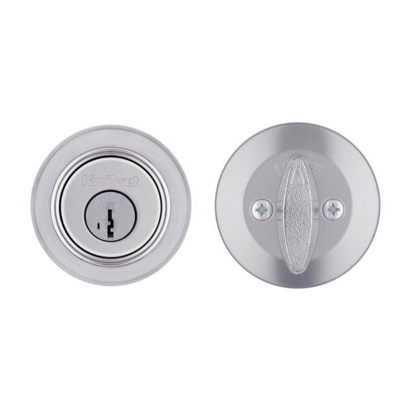 Kwikset SmartKey Security Satin Chrome Metal Single Cylinder Deadbolt