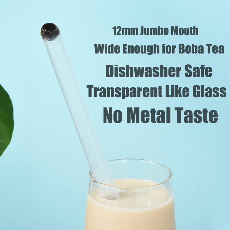 ALINK Reusable Clear Boba Straws, 10 in x 12 mm