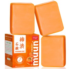 Muun Persimmon Soap Pack 3 For Old People Smell, Odor Control - 97% Nonenal Eliminated, Japanese Deodorant Soap, Deodorizing Body Wash, Smooth Deeply Cleansing - Body Odor Eliminator