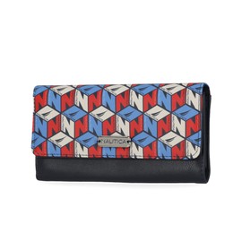 Nautica Money Manager RFID Slim Small Wallet for Women, Credit Card Holder with Coin Purse and Zipper Coin Pouch, Clutch Organizer in Americana II