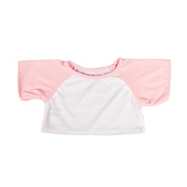 White Tee w/ Light Pink Sleeves Outfit Teddy Bear Clothes Fit 14" - 18" Build-a-Bear and Make Your Own Stuffed Animals