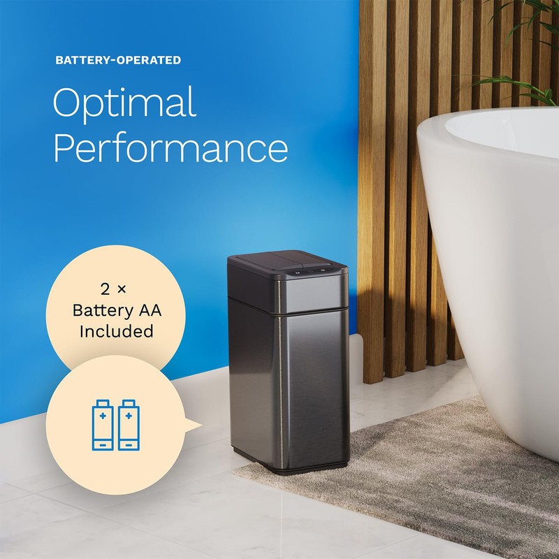 hOmeLabs Durable 2.4 Gallon Sensor Trash Can, Retractable Butterfly Lid,