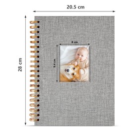 Scrapbook Linen Photo Album Memory Book 28.5 x 20.5 cm with Hard Cover White Pages Guest Baby Book for Wedding Travel Christmas (20 Sheets / 40 Pages, Grey)