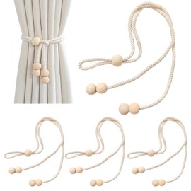 Tingliyi 4 Pcs Curtain Tiebacks, curtains tie back rope, Adjustable Rope Tie Backs for Curtains, Biege Curtain Ties, Rope Tie Backs for Curtain, for Home Office Living Room Bedroom