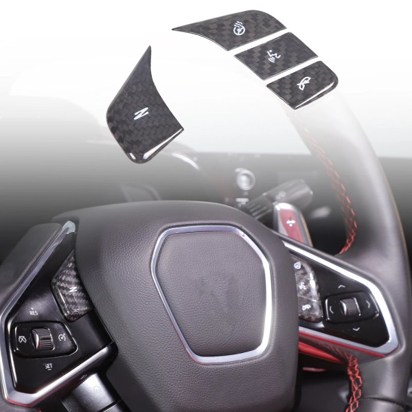 necar2020 Dry Carbon Car Steering Wheel Button Trim Patch For