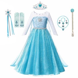 Girls Princess Dress Up Birthday Party Luxury Cosplay Costume Outfit with Accessories