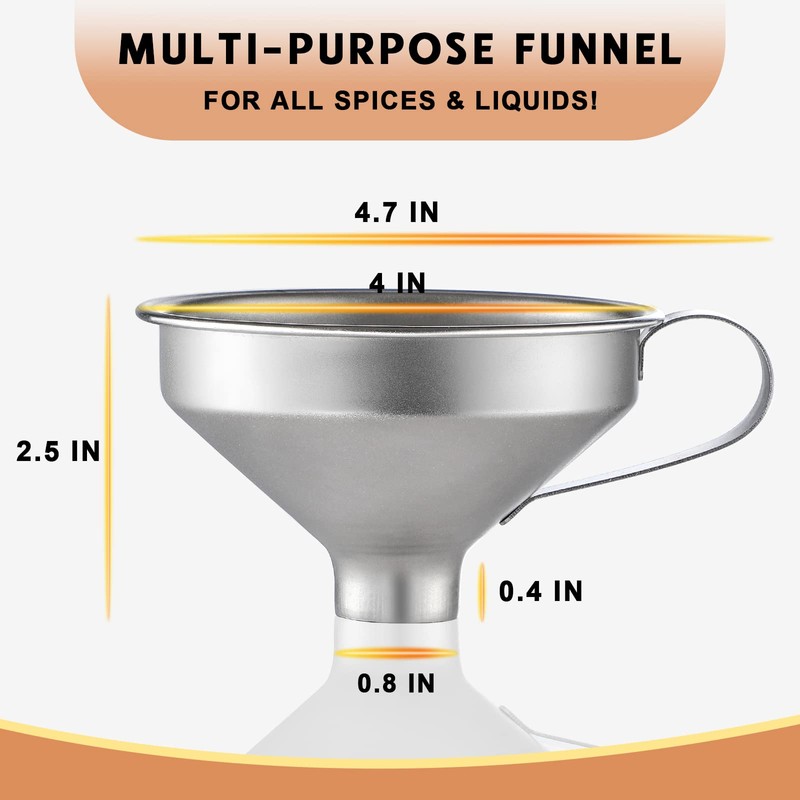 Aozita 18/8 Stainless Steel Spice Funnel with Handle for Spice