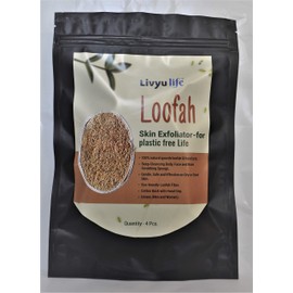Livyu Life Premium Exfoliating Loofah Pad Body Scrubber, Made with Natural Gourd That Gets You Clean, Not Just Spreading Soap (4 Pcs Pack)