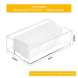 Acrylic Napkin Holder, Clear Modern Design, Countertop Napkins Dispenser, Flat Paper Napkin Organizer fo Bathroom, Kitchen, Restaurant, Office, 9"x5.5"x2.5" ﻿