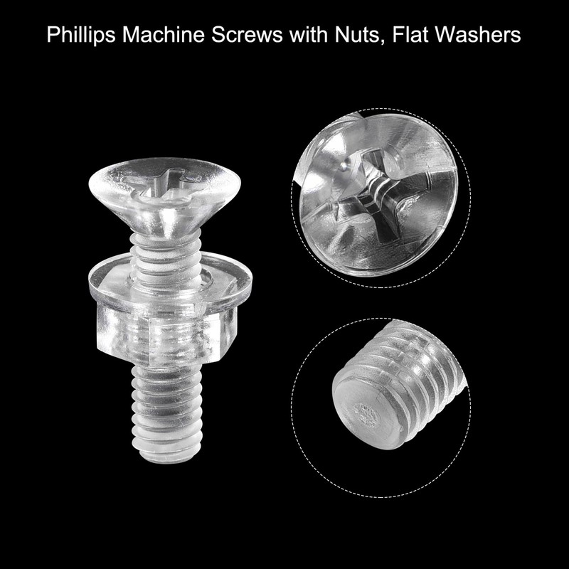 uxcell M4 x 16mm Plastic Phillips Machine Screws with Nuts