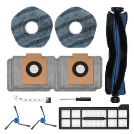 12Pack Replacement Accessories Kit Compatible With Eufy X10 Pro Omni Robot Vacuum with 4 Dust Bags 1 Main Brush 1 Filter 2 Mop Pads 2 Side Brush 1 Cleaning Brush 1 Screwdriver