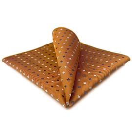 S&W SHLAX&WING Pocket Squares for Men Orange with Blue White Dots Color Edge for Suit