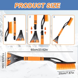 Car Ice Scraper with Broom 61 cm Removable Professional Snow Brush Car with Large Edge Bristles & Ergonomic Foam Handle & Innovative Windscreen Scraper Car with Ice Breaker Function Car Snow