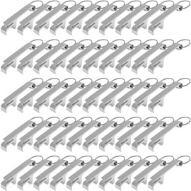 ZHANGBY 50 Pack Metal Bottle Opener Keychain Bulk, Portable Beer and Soda Opener (Silver)
