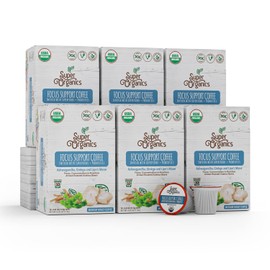 Super Organics Focus Support Coffee Brew Cups With Superfoods & Probiotics Keurig K-Cup Compatible Focus and Adaptogens Medium Roast, USDA Certified, Vegan, Non-GMO Coffee, 60ct