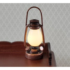 Minimum World Dollhouse Oil Lantern Lamp Battery Operated Bronze Miniature 1:6 or 1:12 LARGE