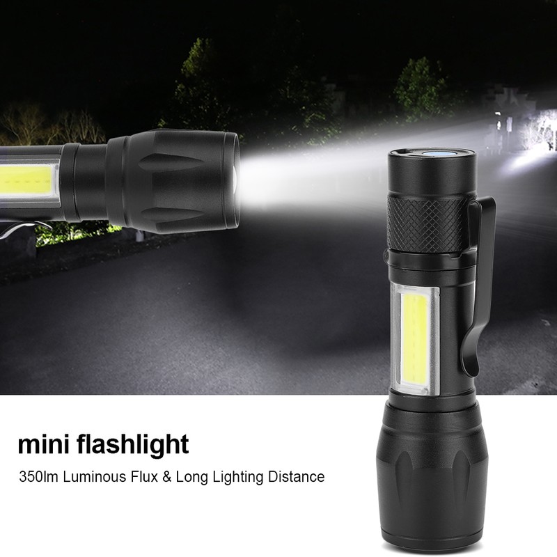 Portable Lightweight USB Rechargeable LED Flashlight COB Lamp Torch Flash