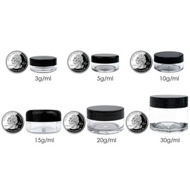 Beauticom 20g/20ml USA Acrylic Round Clear Jars with Lids for Lip Balms, Creams, Make Up, Cosmetics, Samples, Ointments (120 Pieces Jars + Lids, BLACK)