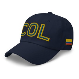 Colombia National Flag Retro COL Soccer Baseball Cap Dad Hat Navy
