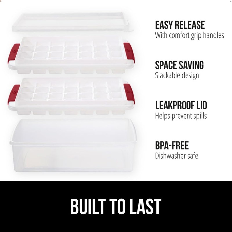 GORILLA GRIP Stackable Ice Cube Tray and Bucket Set for