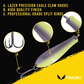 Doctor Spoons Orginal Fishing Lures 3 Pack - Made in USA - Saltwater & Freshwater - Premium Eagle Claw Hook - Walleye, Bass, Northern, Pike, Salmon, Trout, Striper & More - Casting, Jigging, Trolling