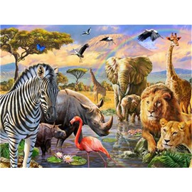Meecaa Paint by Numbers Animal Lion Tiger Zebra Elephant Bird Kit for Adults Beginner DIY Oil Painting 16x20 inch (Animal, No Frame)