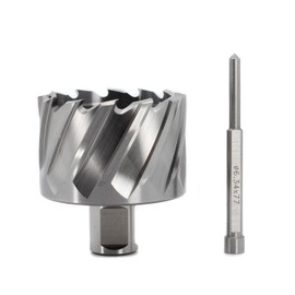 OSCARBIDE Annular Cutter 2-1/4 inch Cutting Diameter,1 inch Depth of Cut,3/4 inch Weldon Shank,2 Flat Mag Drill Bit with Pilot Pin for Magnetic Drill Press,1 Piece