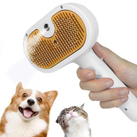 Cat Steam Brush for Shedding with Waterless Shampoo 3-in-1 Spray Pet Hair Removal Comb for Shedding & Grooming Water Brush for Long & Short Haired Dog and Cat